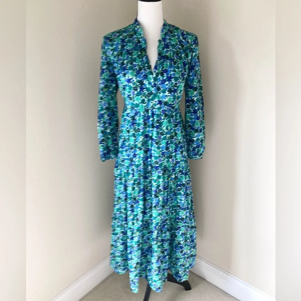 Zara Floral Print Green Dress Size S - Picture 8 of 12